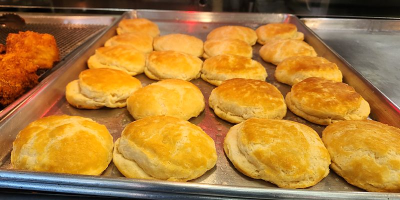 A tray of golden biscuits hot from the oven